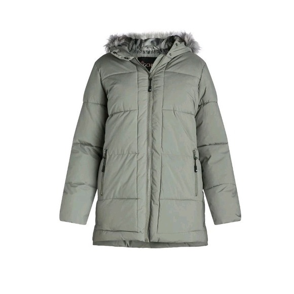Big Chill Jackets & Blazers - Big Chill Women's Quilted Puffer Coat with Faux Fur Trim Hood size L NEW Winter